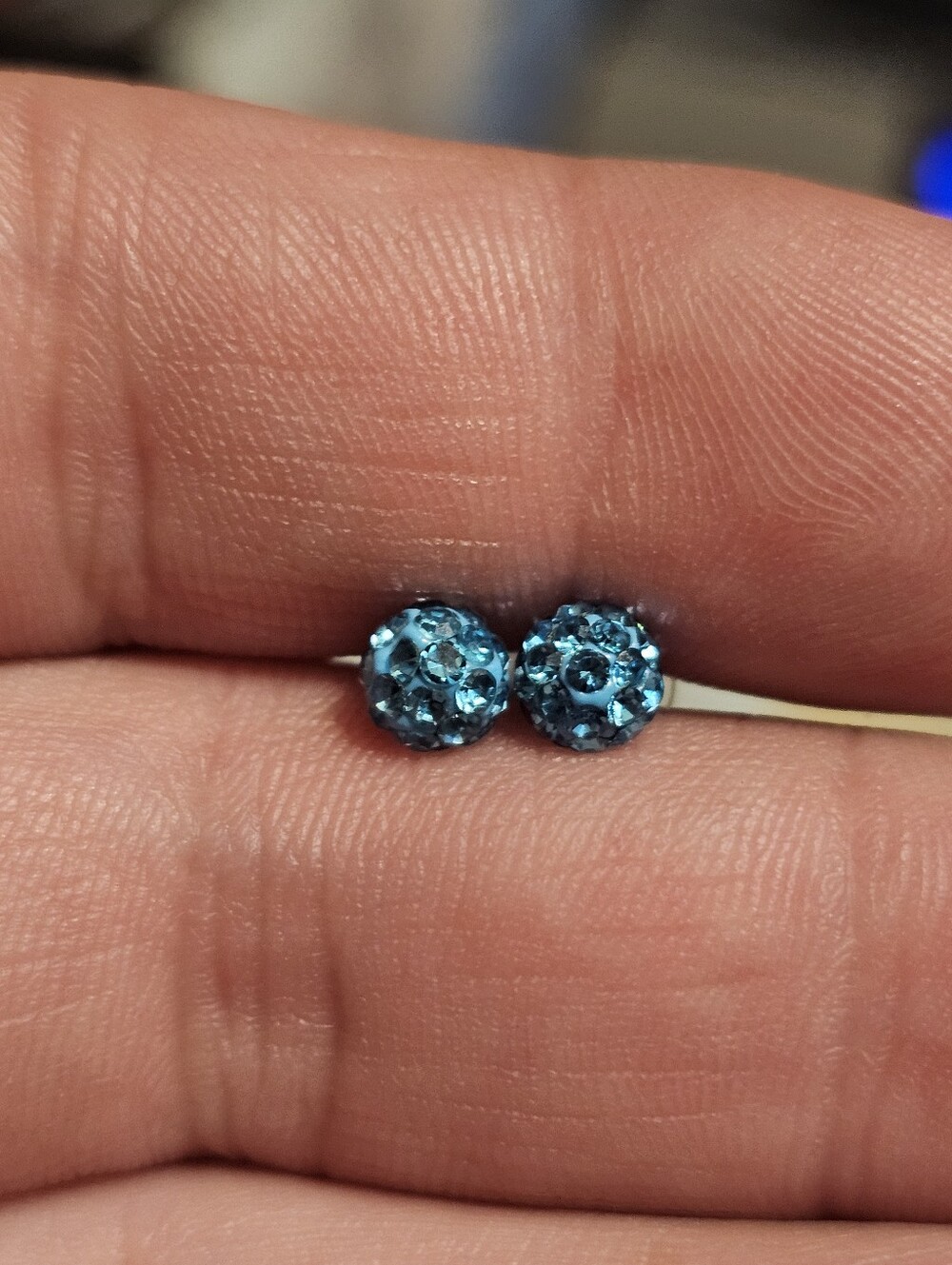 Sterling Silver 925 Blue CZ Ball Earring Studs